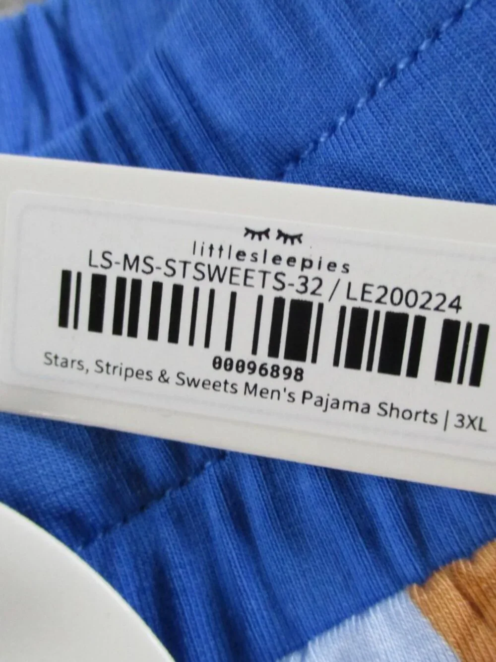 Little Sleepies Pajama Shorts Mens 3XL XXXL Blue Stars Stripes & Sweets PJs NEW - Picture 6 of 8